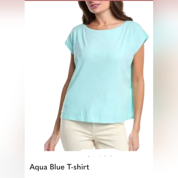 None Tops - Aqua Blue Women's Top Capped Sleeve New Large 22 PTP